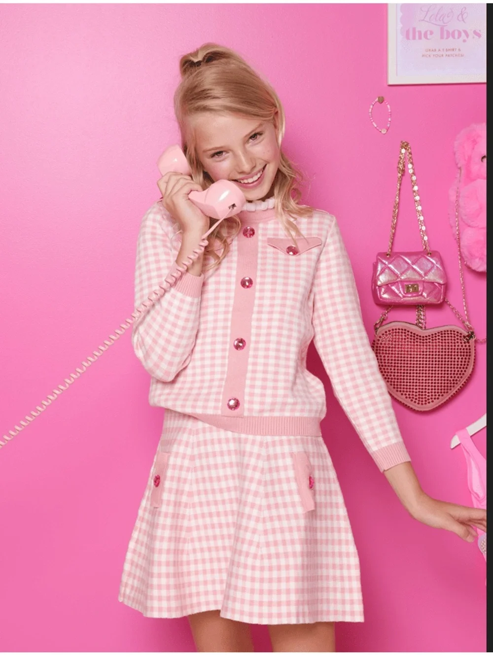 NWT Lola and the Boys Gingham Gem Sweater Set